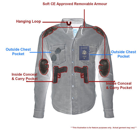 Milwaukee Performance MPM1621 Men's Grey Armored Denim Shirt with Aramid® by DuPont™ Fibers