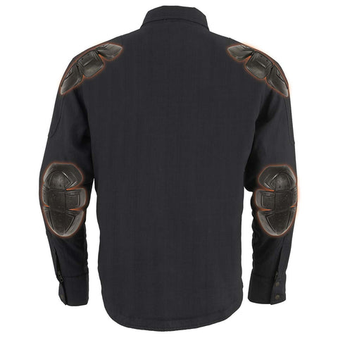 Milwaukee Leather MPM1622 Men's Black Armored Biker Shirt with Reinforced Fibers
