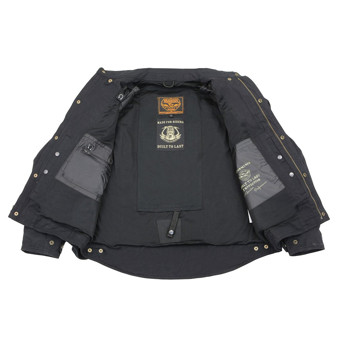 Milwaukee Leather MPM1623 Men's Black Armored Biker Shirt with Reinforced Fibers