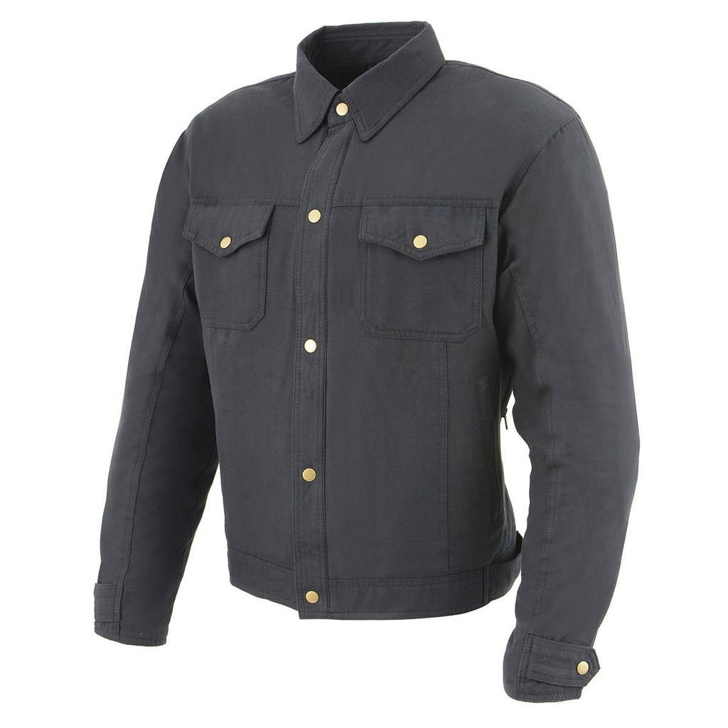 Milwaukee Leather MPM1623 Men's Black Armored Biker Shirt with Reinforced Fibers