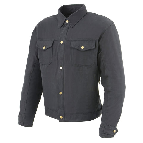 Milwaukee Leather MPM1623 Men's Black Armored Biker Shirt with Reinforced Fibers
