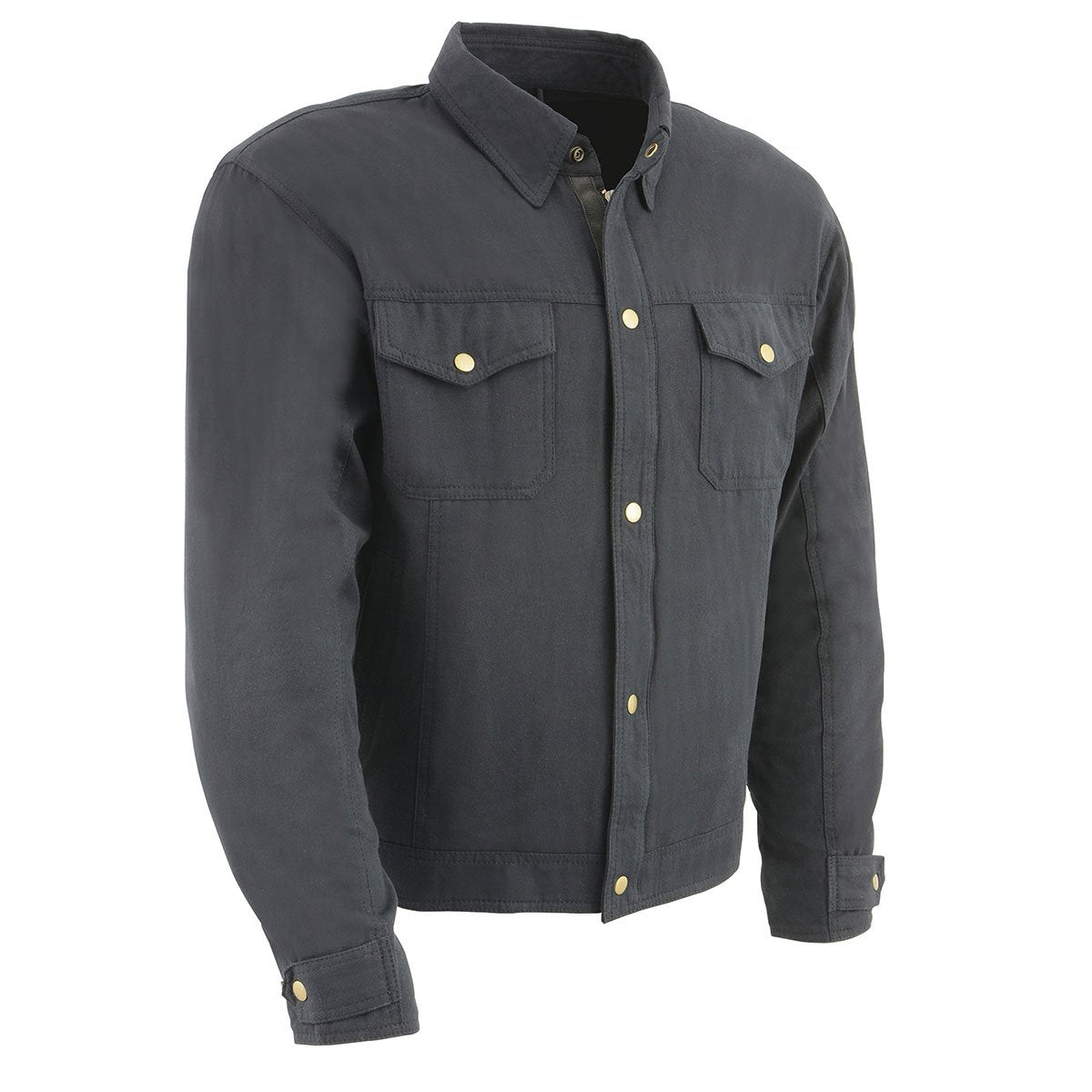 Milwaukee Leather MPM1623 Men's Black CE Armored Long Sleeve Biker Shirt Jacket Reinforced w/ Aramid Fibers