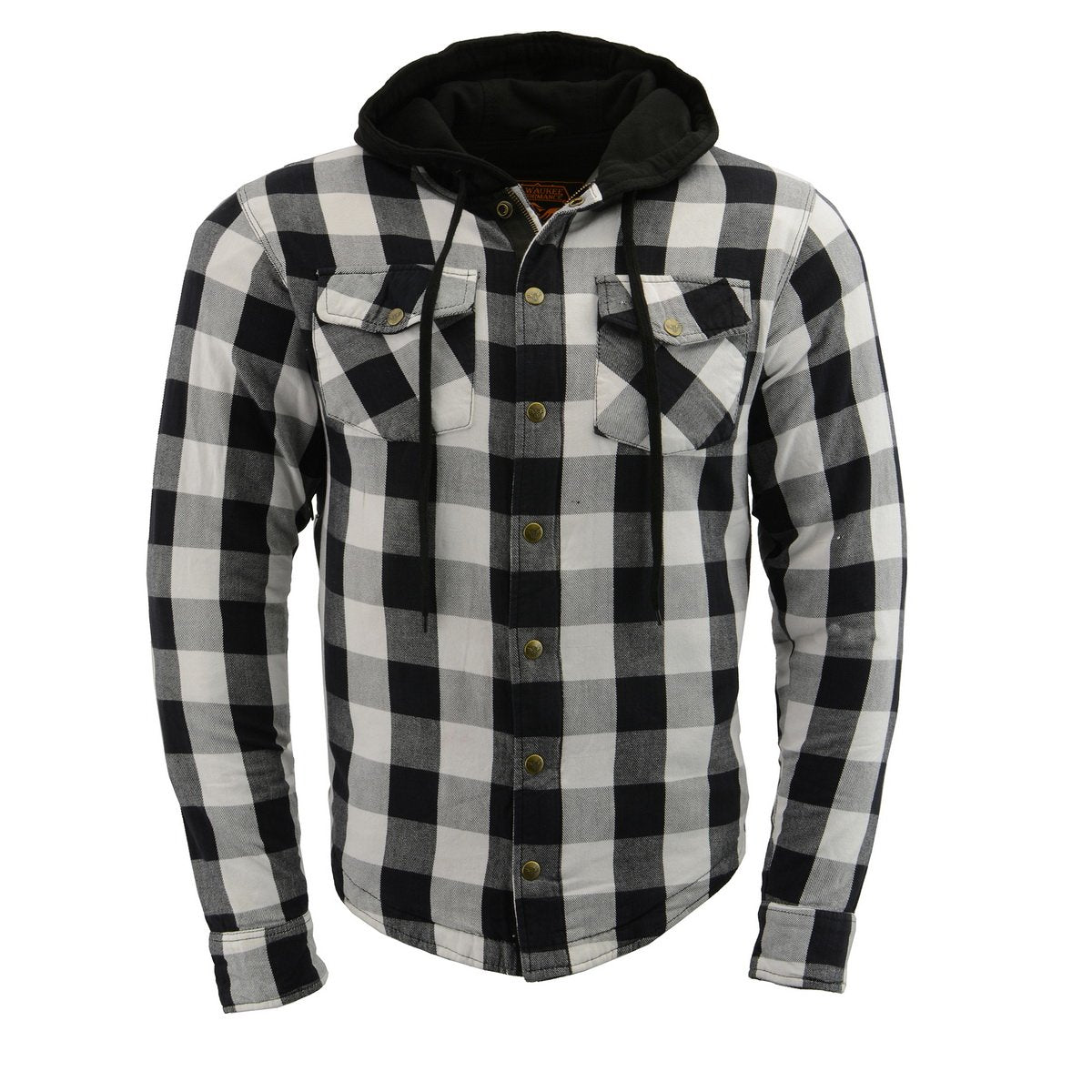 Milwaukee Performance MPM1629 Men's Black and White Armored Hooded Flannel Shirt with Aramid by DuPont Fibers