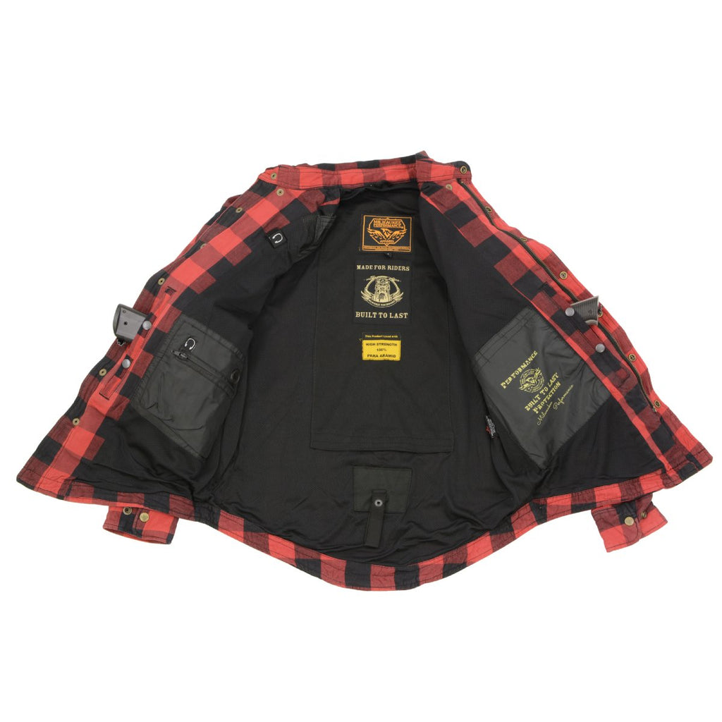Milwaukee Performance MPM1631 Men's Armored Checkered Flannel Biker Shirt with Aramid® by DuPont™ Fibers