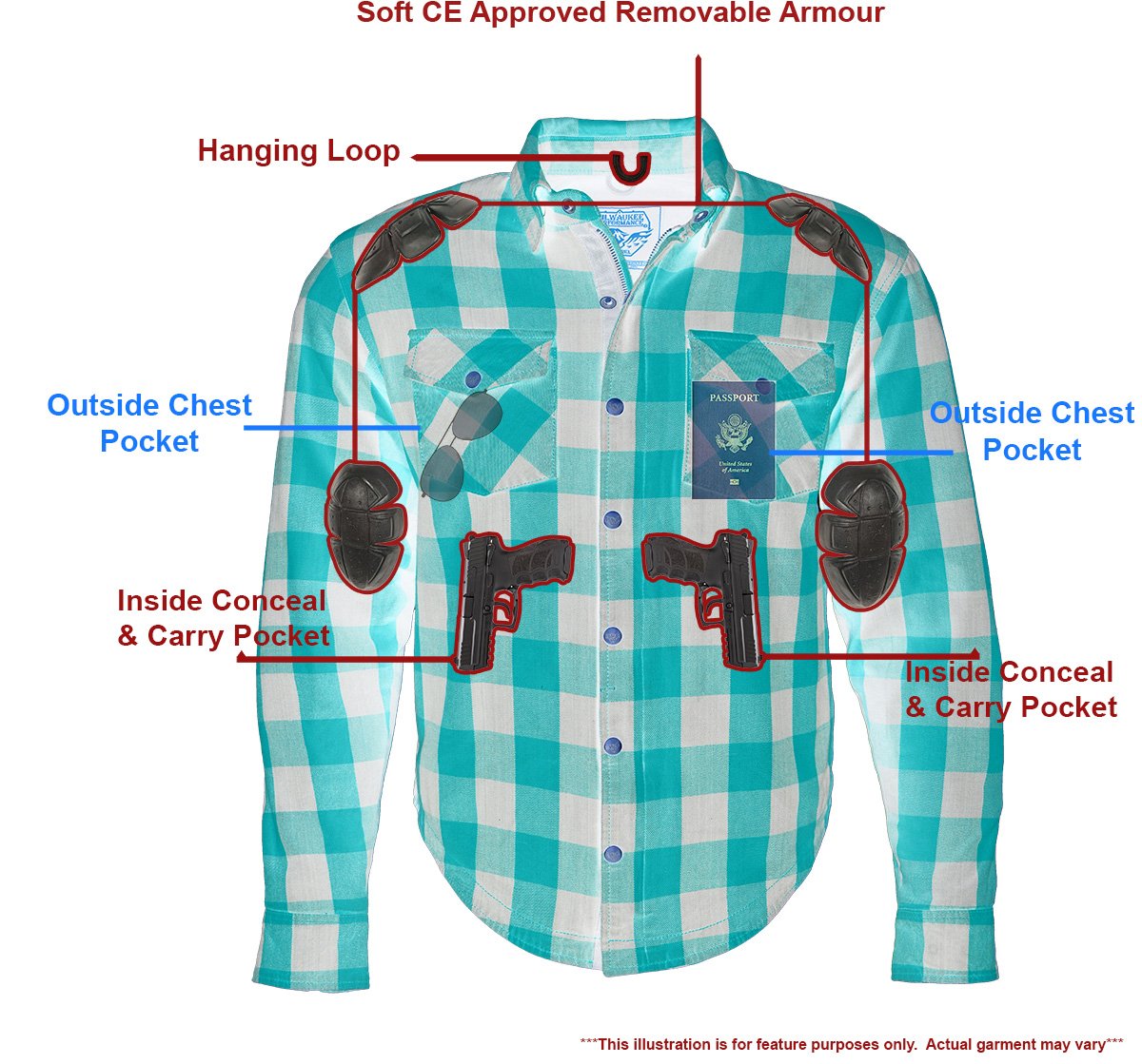 Milwaukee Performance MPM1631 Men's Armored Checkered Flannel Biker Shirt with Aramid® by DuPont™ Fibers