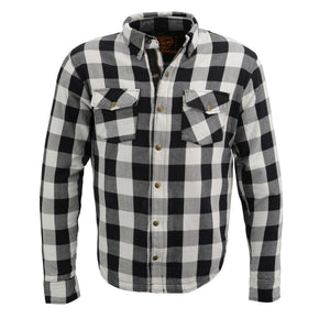 Milwaukee Leather MPM1633 Men's Armored Checkered Flannel Biker Shirt with Aramid® by DuPont™ Fibers