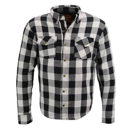 Milwaukee Leather MPM1633 Men's Armored Checkered Flannel Biker Shirt with Aramid® by DuPont™ Fibers