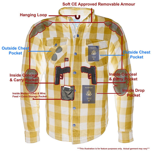Milwaukee Performance MPM1634 Men’s Armored Checkered Flannel Biker Shirt with Aramid® by DuPont™ Fibers