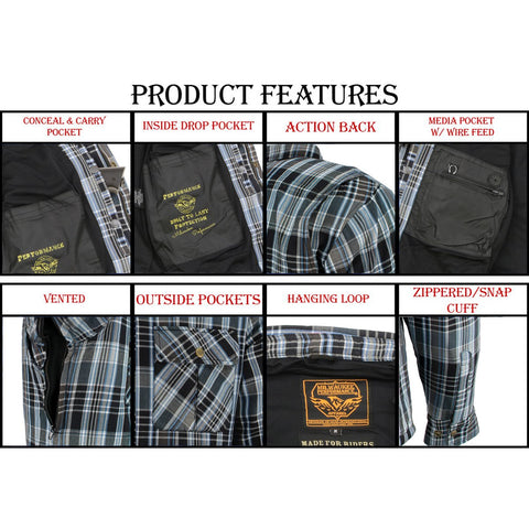 Milwaukee Performance MPM1636 Men's Armored Flannel Biker Jacket with Aramid® by DuPont™ Fibers