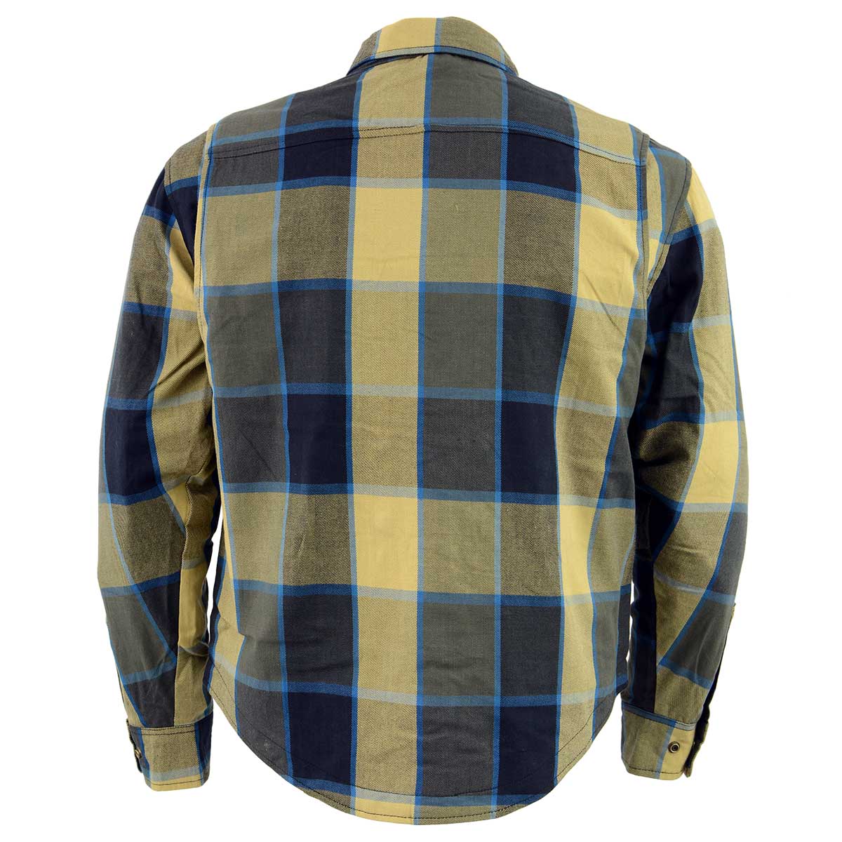 Milwaukee Performance MPM1639 Men's Beige, Black and Blue Armored Long Sleeve Flannel Shirt with Kevlar