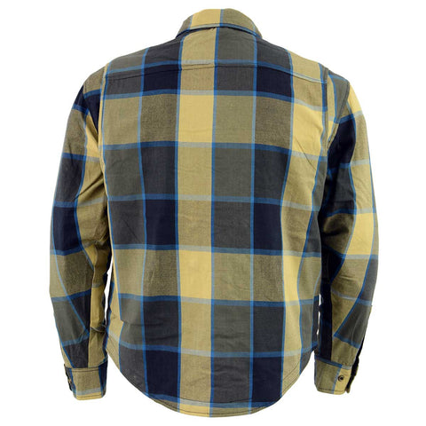 Milwaukee Performance MPM1639 Men's Beige, Black and Blue Armored Long Sleeve Flannel Shirt with Kevlar