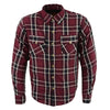 Milwaukee Performance MPM1640 Men’s Maroon, Black and White Armored Long Sleeve Flannel Shirt with Kevlar