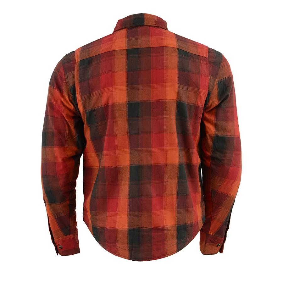 Milwaukee Performance MPM1641 Men's Orange, Red and Black Armored Long Sleeve Flannel Shirt with Kevlar