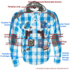 Milwaukee Leather MPM1642 Men's Orange and Black Armored Long Sleeve Hooded Flannel Shirt with Kevlar