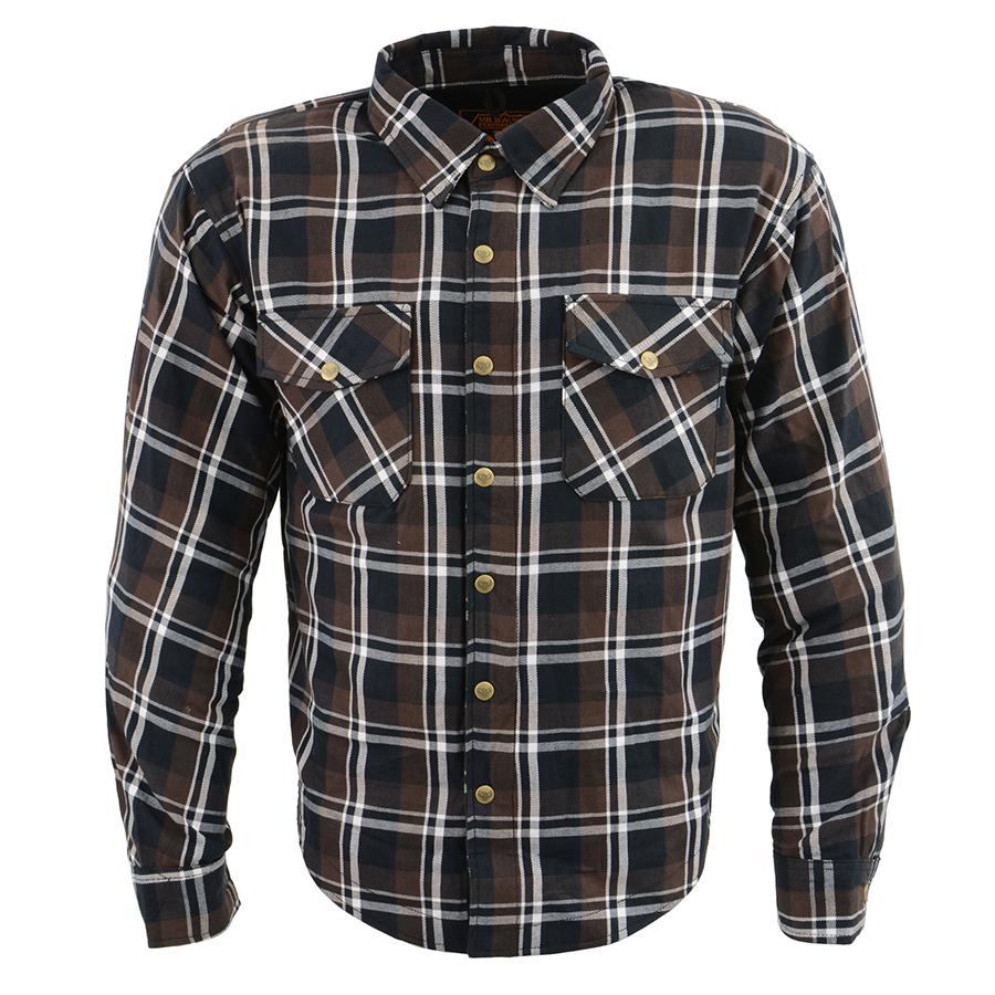 Milwaukee Leather MPM1643 Men's Plaid Flannel Biker Shirt with CE Appr ...