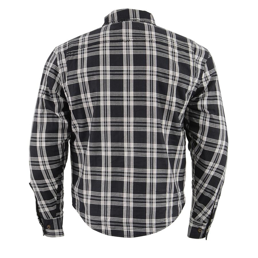 Milwaukee Performance MPM1646 Men's Black and White Armored Long Sleeve Flannel Shirt with Kevlar