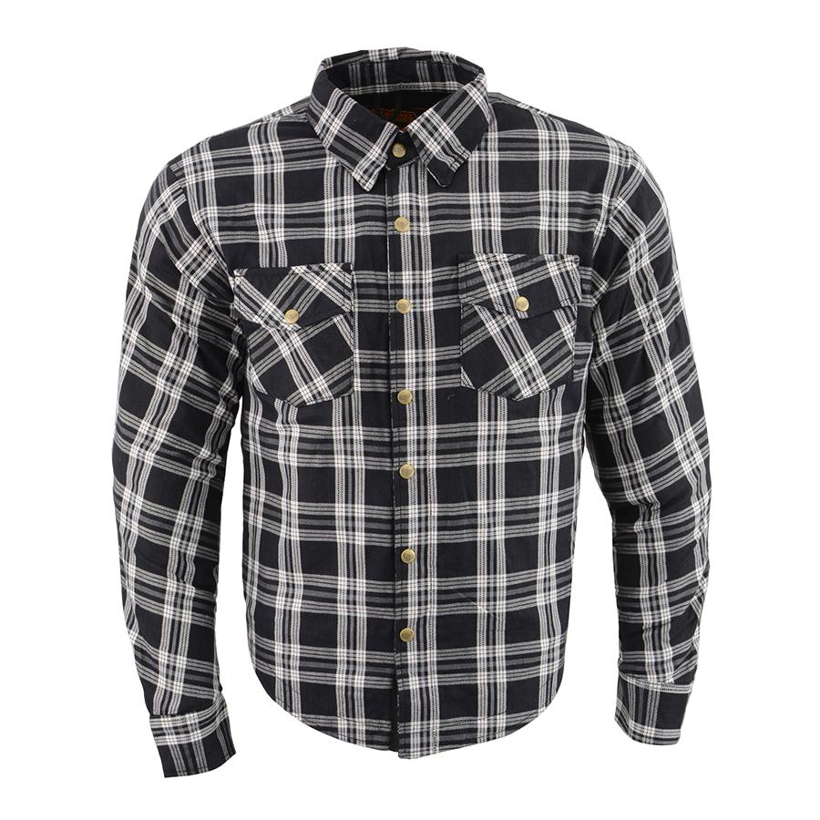 Milwaukee Performance MPM1646 Men's Black and White Armored Long Sleeve Flannel Shirt with Kevlar