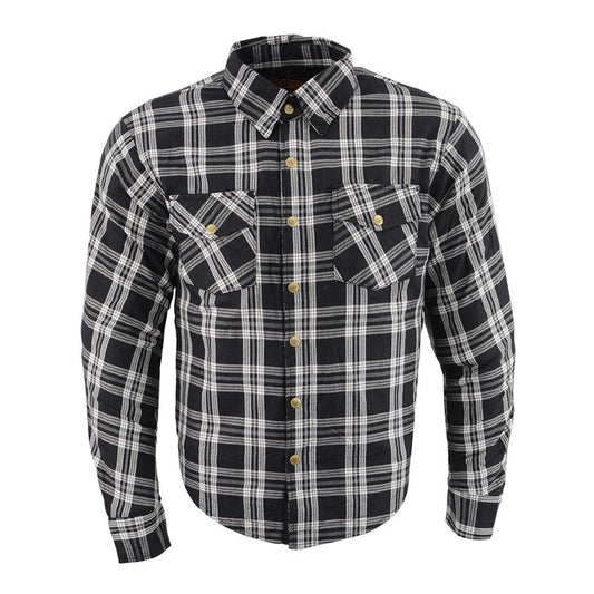 Milwaukee Performance MPM1646 Men's Black and White Armored Long Sleeve Flannel Shirt with Kevlar