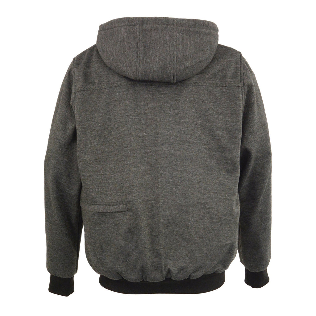 Milwaukee Leather MPM1713SET Men's Grey 'Heated' Zipper Front Hoodie (Battery Pack Included)