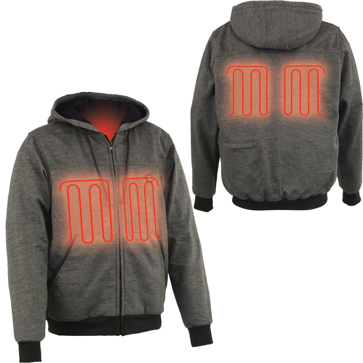 Milwaukee Leather MPM1713SET Men's Black 'Heated' Zipper Front Hoodie (Battery Pack Included)