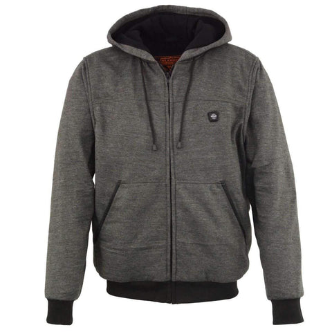 Milwaukee Leather MPM1713SET Men's Grey 'Heated' Zipper Front Hoodie (Battery Pack Included)