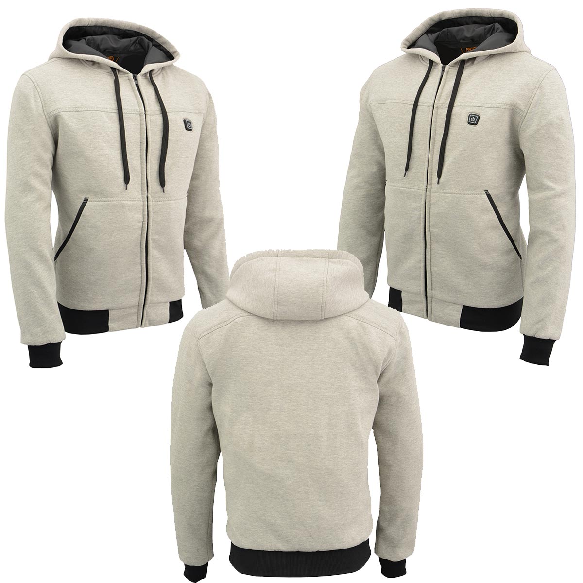 Milwaukee Leather MPM1714SET Men's Silver 'Heated' Zipper Front Hoodie (Battery Pack Included)