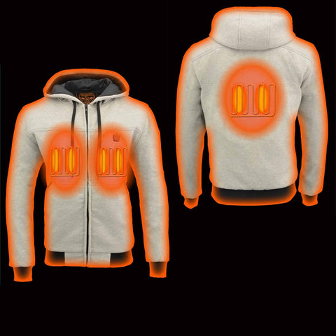 Milwaukee Leather MPM1714SET Men's Silver 'Heated' Zipper Front Hoodie (Battery Pack Included)