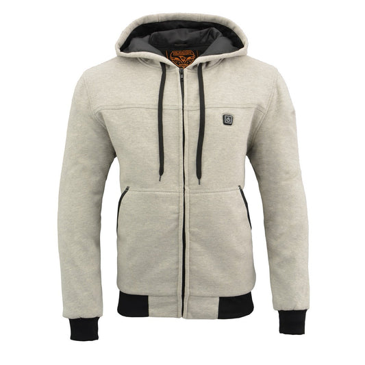 Milwaukee Leather MPM1714SET Men's Silver 'Heated' Zipper Front Hoodie (Battery Pack Included)