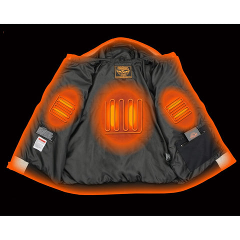 Milwaukee Leather MPM1714SET Men's Silver 'Heated' Zipper Front Hoodie (Battery Pack Included)