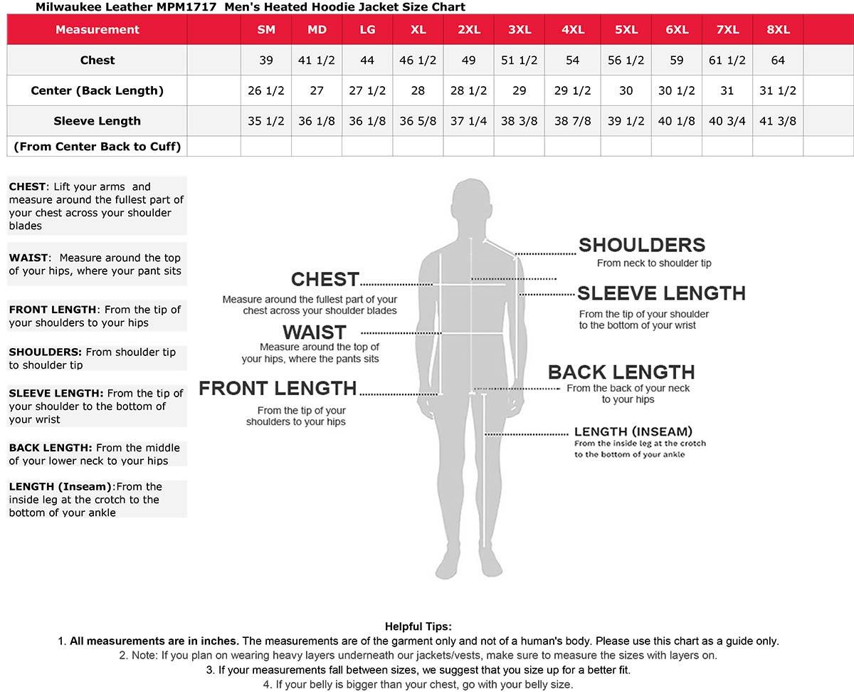 Milwaukee heated hoodie size chart clearance