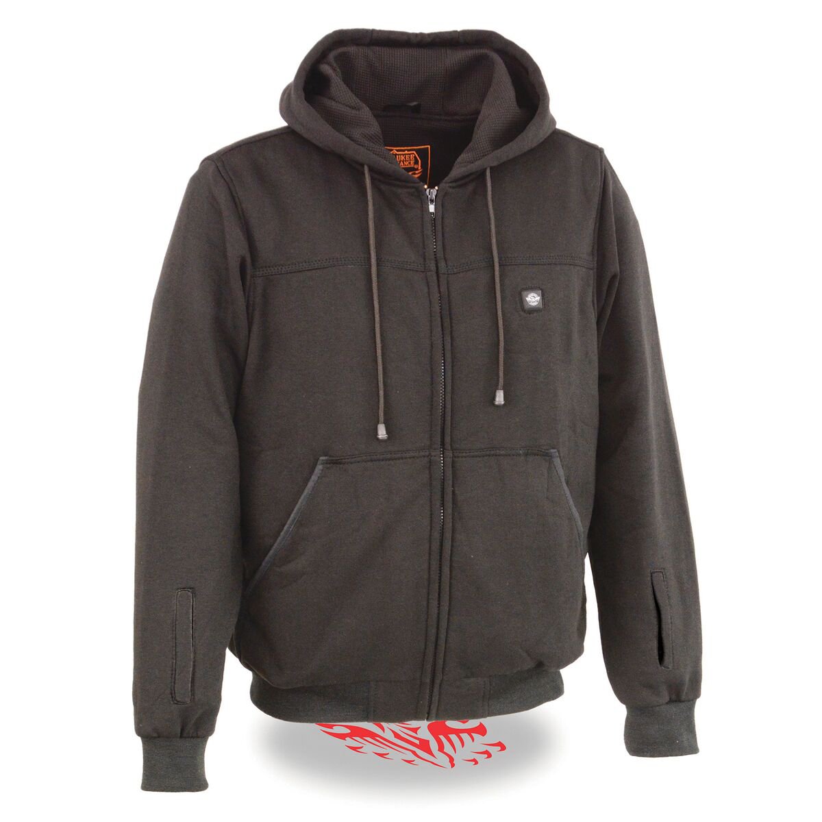 Milwaukee Leather MPM1717DUAL Men's Black 'Heated' Zipper Hoodie Hoodie with Glove Connection (Battery Pack Included) - Milwaukee Leather Mens Heated Hoodies