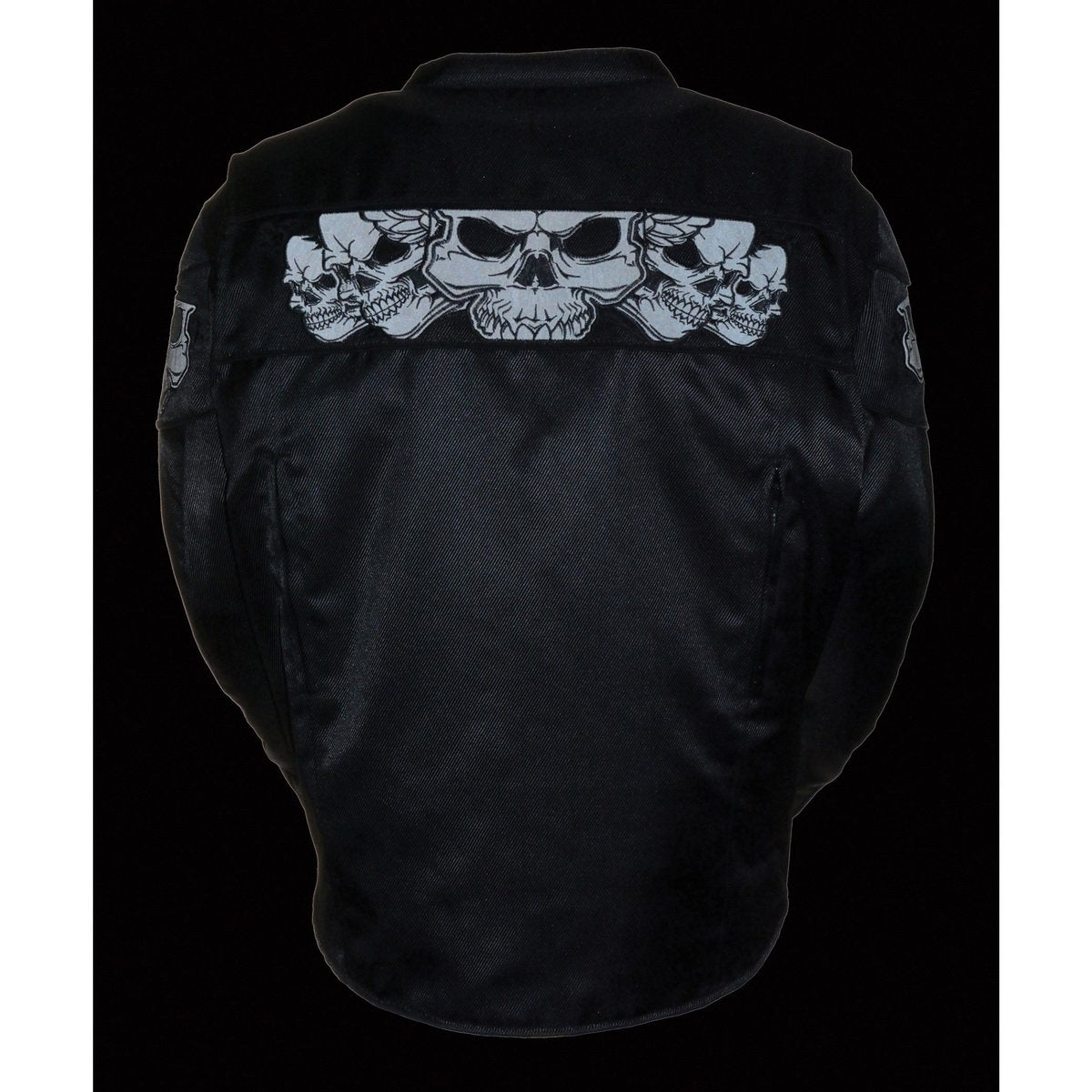 Milwaukee Leather MPM1730 Men's Black Textile Jacket with Reflective Skulls and Gun Pocket with Gun Pockets - Milwaukee Leather Mens Textile Jackets