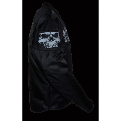 Milwaukee Leather MPM1730 Men's Black Textile Jacket with Reflective Skulls and Gun Pocket with Gun Pockets - Milwaukee Leather Mens Textile Jackets