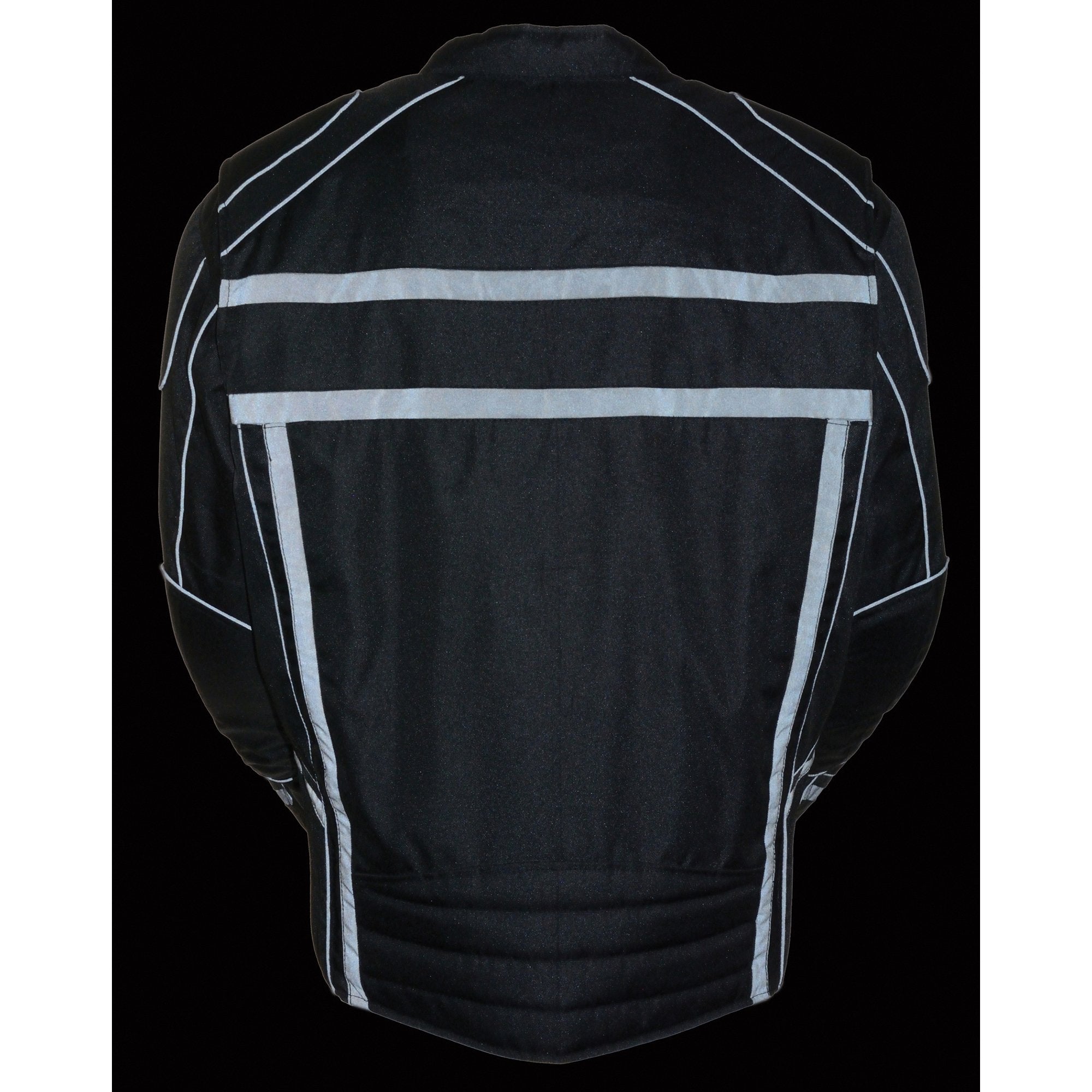 Milwaukee Leather MPM1740 Men's Black Vented Textile Jacket with Reflective Stripes and Gun Pocket - Milwaukee Leather Mens Textile Jackets