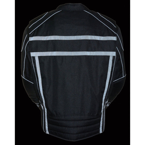 Milwaukee Leather MPM1740 Men's Black Vented Textile Jacket with Reflective Stripes and Gun Pocket - Milwaukee Leather Mens Textile Jackets