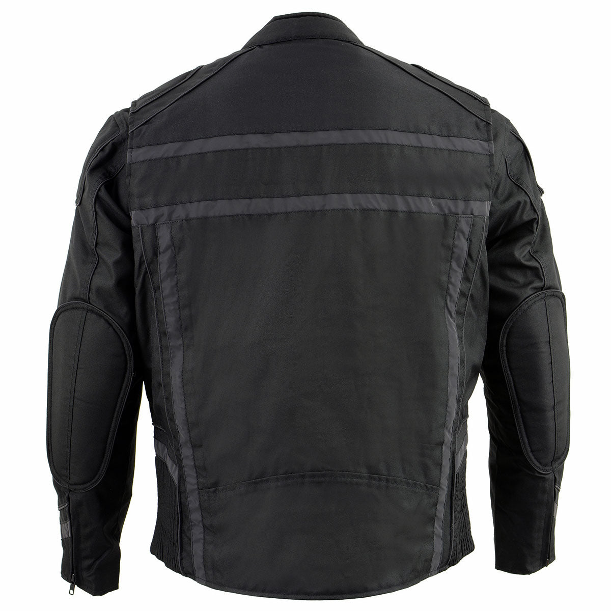 Milwaukee Leather MPM1740 Men's Black Vented Textile Jacket with Reflective Stripes