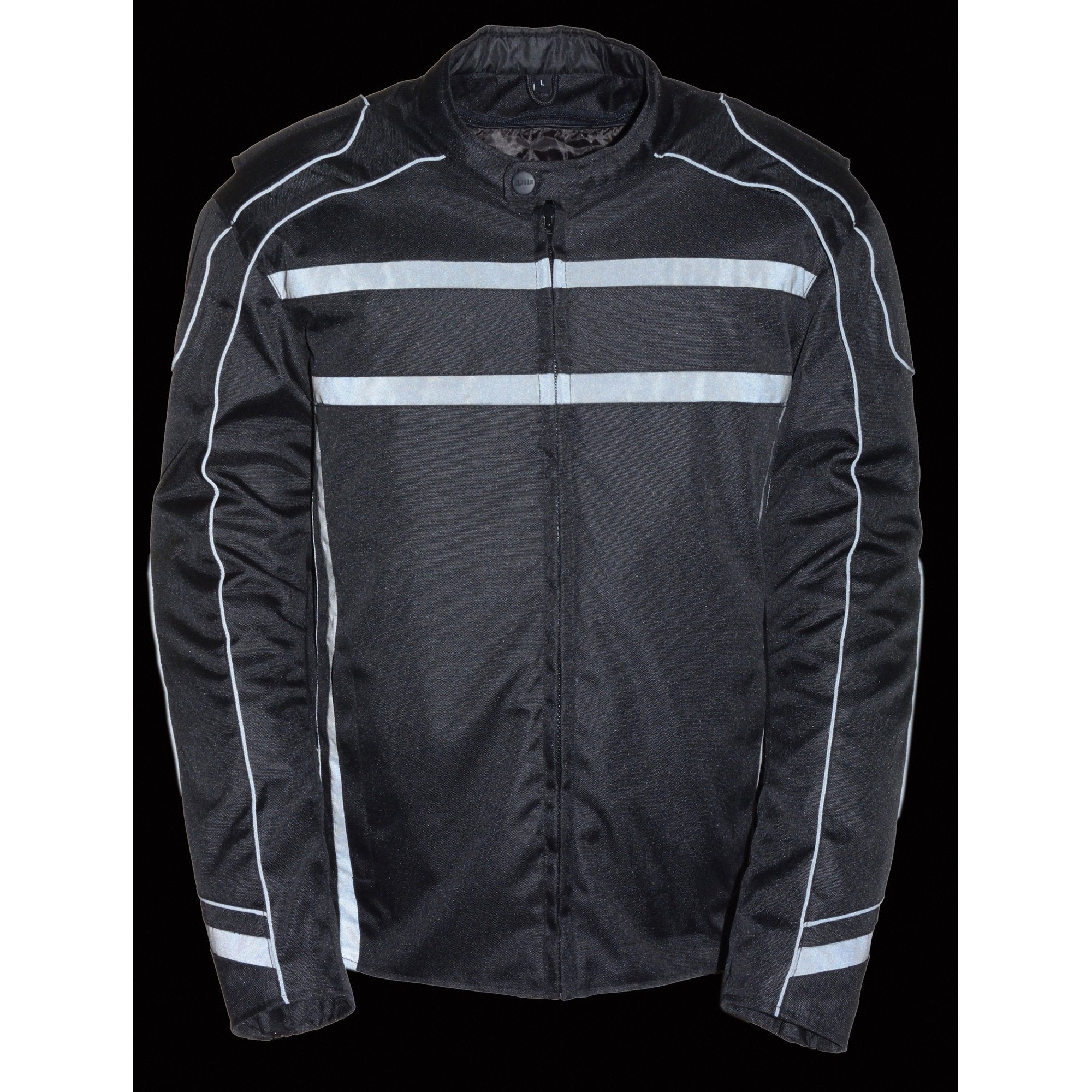 Milwaukee Leather MPM1740 Men's Black Vented Textile Jacket with Reflective Stripes and Gun Pocket - Milwaukee Leather Mens Textile Jackets