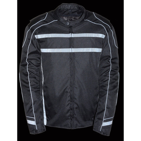 Milwaukee Leather MPM1740 Men's Black Vented Textile Jacket with Reflective Stripes and Gun Pocket - Milwaukee Leather Mens Textile Jackets