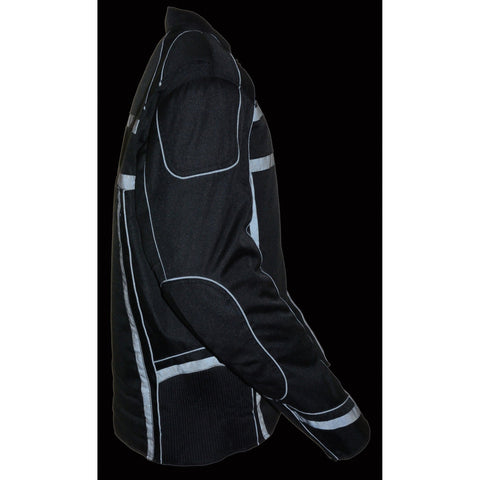 Milwaukee Leather MPM1740 Men's Black Vented Textile Jacket with Reflective Stripes and Gun Pocket - Milwaukee Leather Mens Textile Jackets