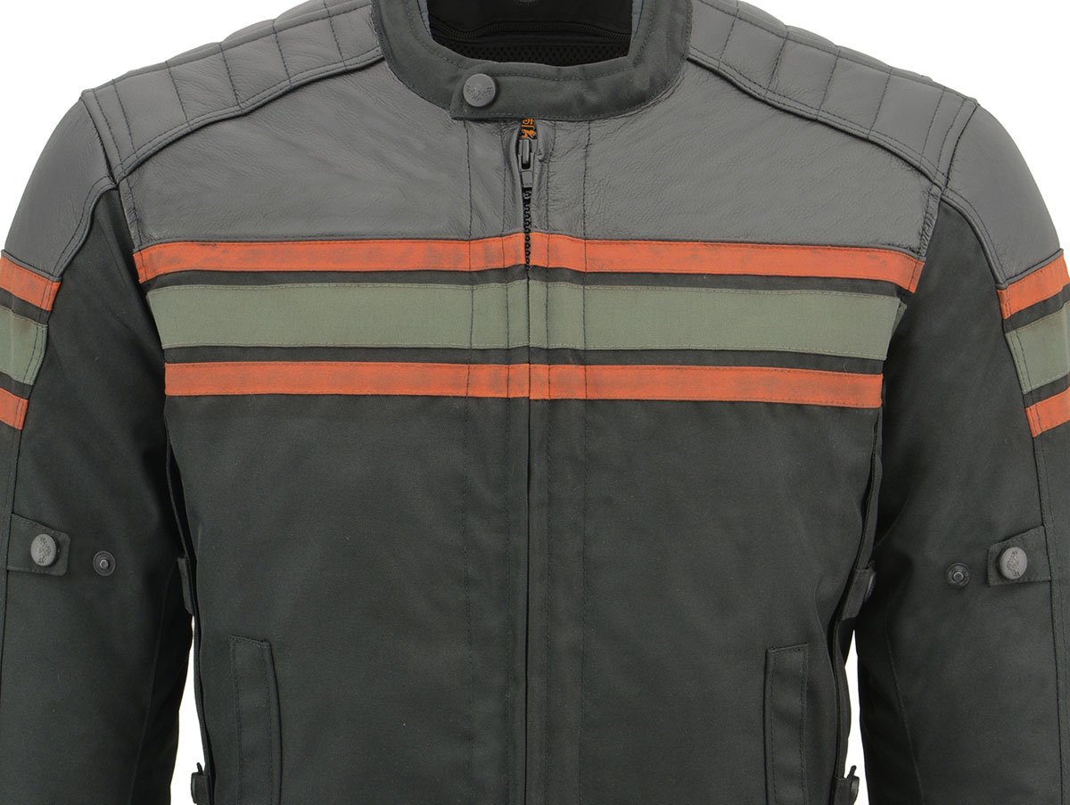 Milwaukee Leather MPM1751 Men's 'Burnt Orange' Leather and Textile Armored Jacket