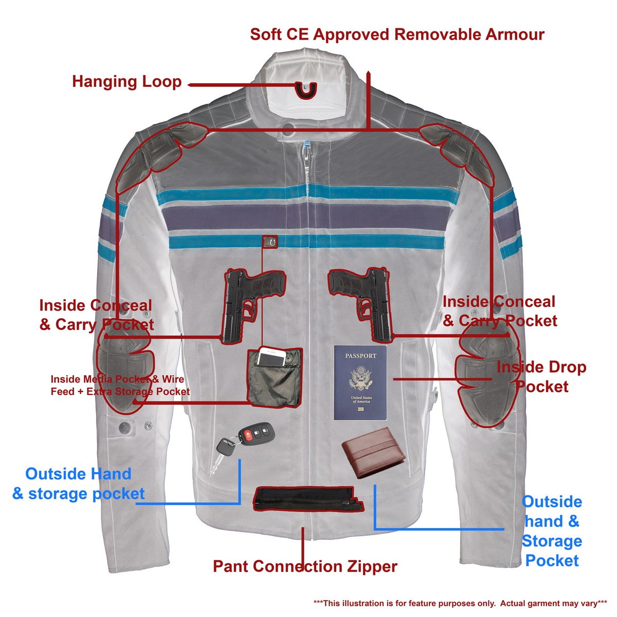 Milwaukee Leather MPM1751 Men's 'Burnt Orange' Leather and Textile Armored Jacket