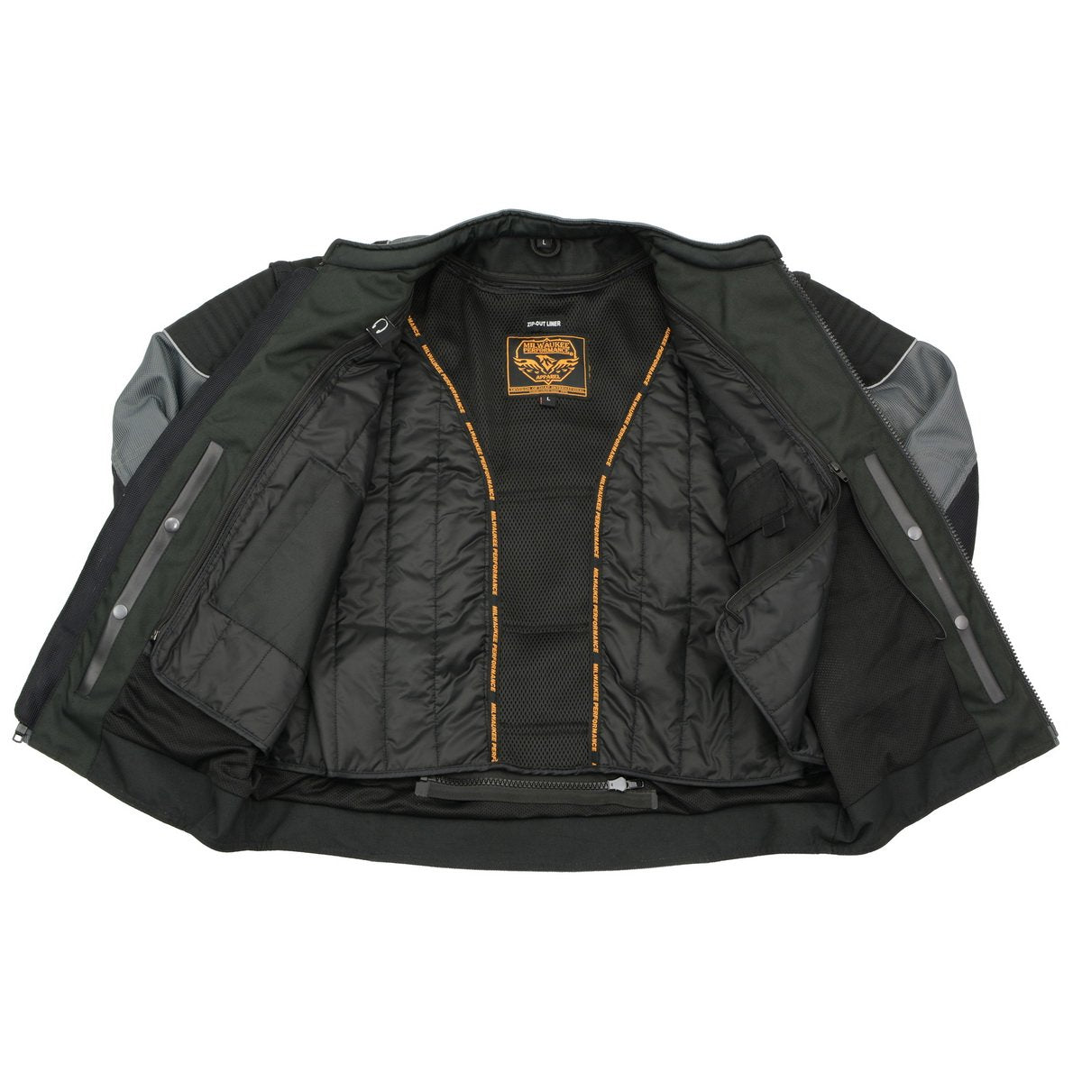 Milwaukee Leather MPM1752 Men's Black and Grey Mesh Armored Racing Jacket