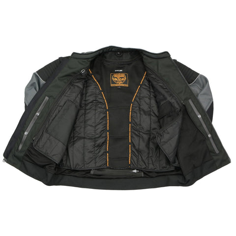 Milwaukee Leather MPM1752 Men's Black and Grey Mesh Armored Racing Jacket