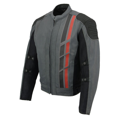 Milwaukee Leather MPM1752 Men's Black and Grey Mesh Armored Racing Jacket