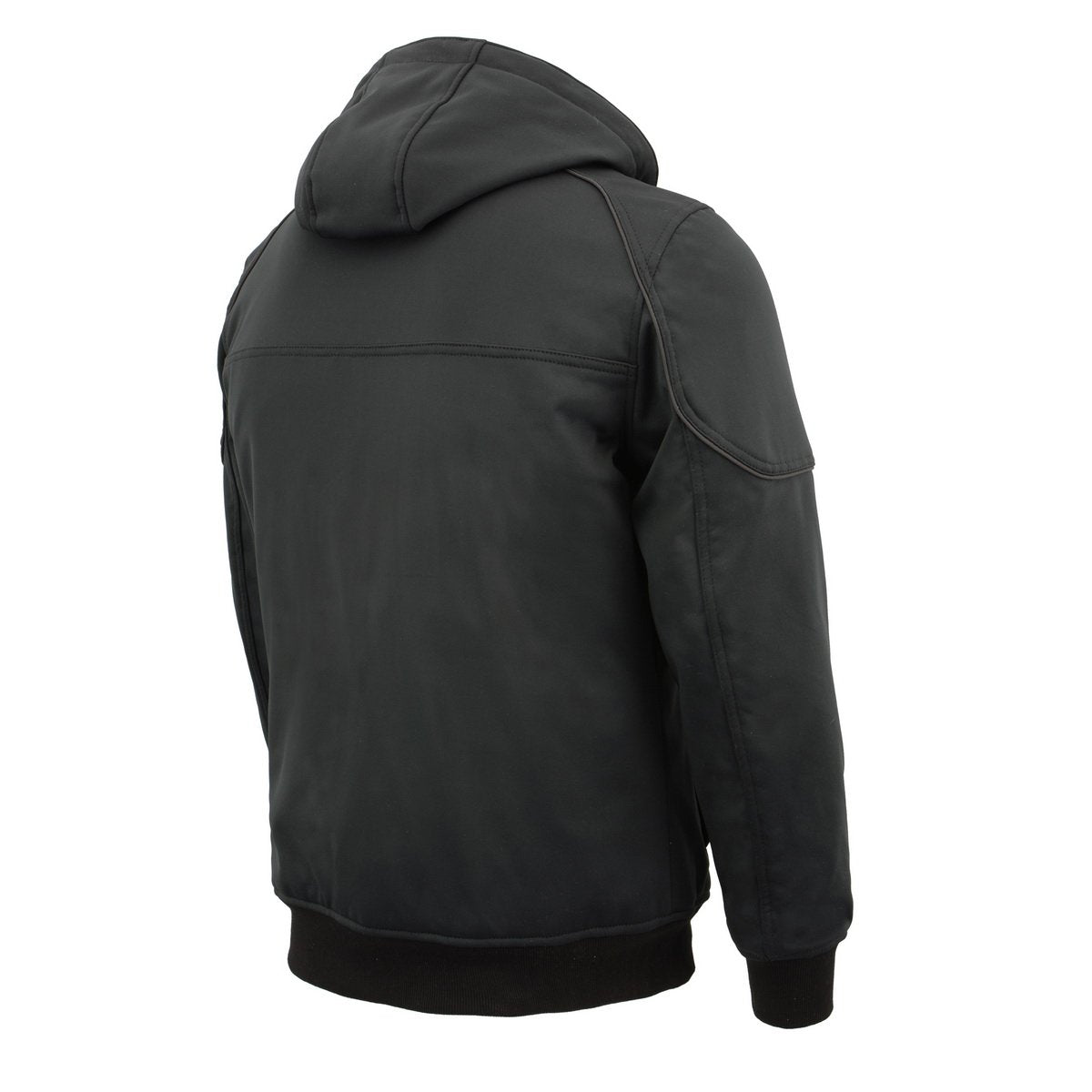 Milwaukee Leather MPM1761SET Men's Black 'Heated' Soft Shell Racing Style Jacket with Hoodie (Battery Pack Included)