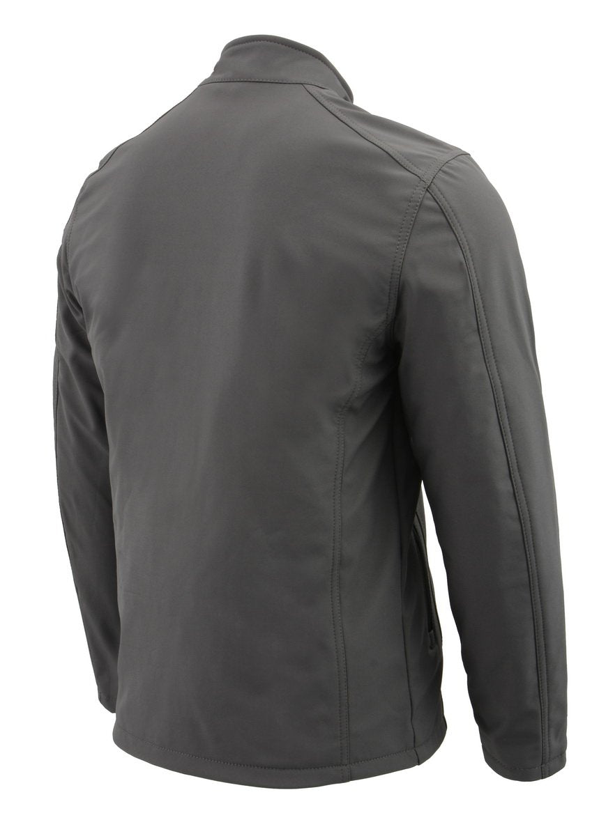 Milwaukee Leather MPM1762SET Men's Grey 'Heated' Collarless Soft Shell Jacket (Battery Pack Included)