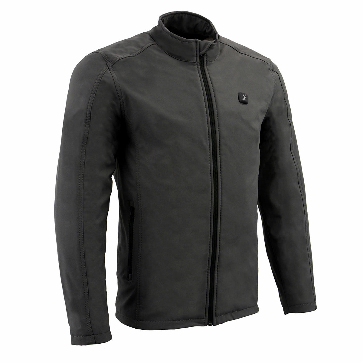 Nexgen Heat MPM1762SET Men’s Grey Collarless 'Heated' Soft Shell Jacket for Ourdoor Activities w/ Battery Pack