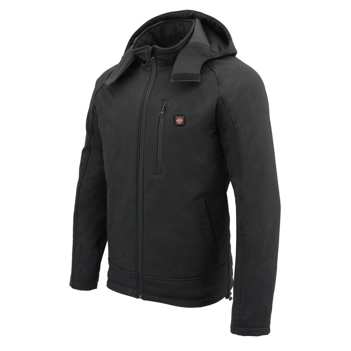 Milwaukee Leather MPM1767SET Men's Black 'Heated' Soft Shell Hooded Zipper Front Jacket (Battery Pack Included)