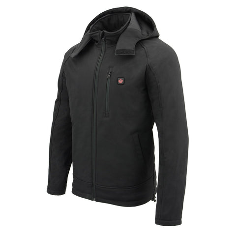 Milwaukee Leather MPM1767SET Men's Black 'Heated' Soft Shell Hooded Zipper Front Jacket (Battery Pack Included)