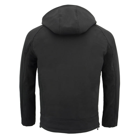 Milwaukee Leather MPM1767SET Men's Black 'Heated' Soft Shell Hooded Zipper Front Jacket (Battery Pack Included)